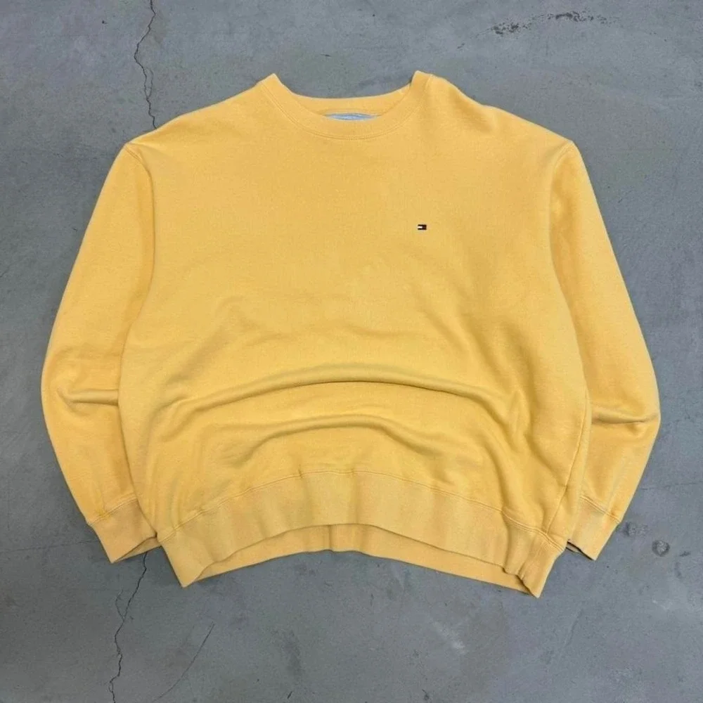 2000s tommy hilfiger yellow blank crewneck sweatshirt